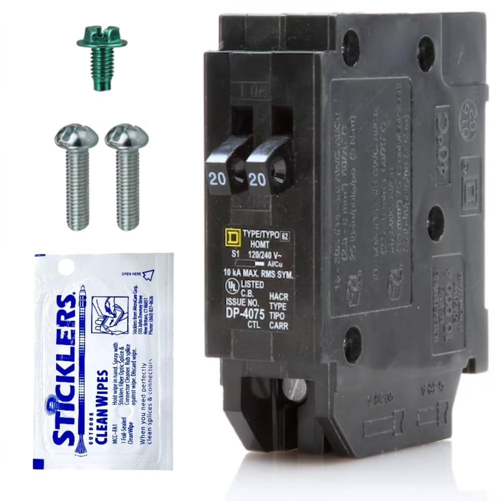 Genuine Square D HOMT2020 Tandem Circuit Breaker Kit (1 Pack), 20/20 Amp (20A…