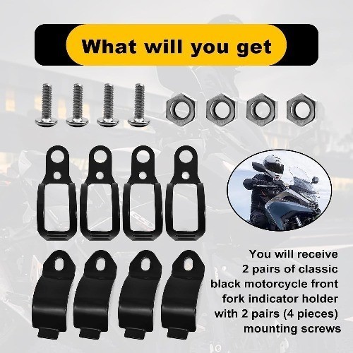 Universal Metal Turn Signal Mount Brackets, 2 Pairs for 30-43mm Fork Relocation