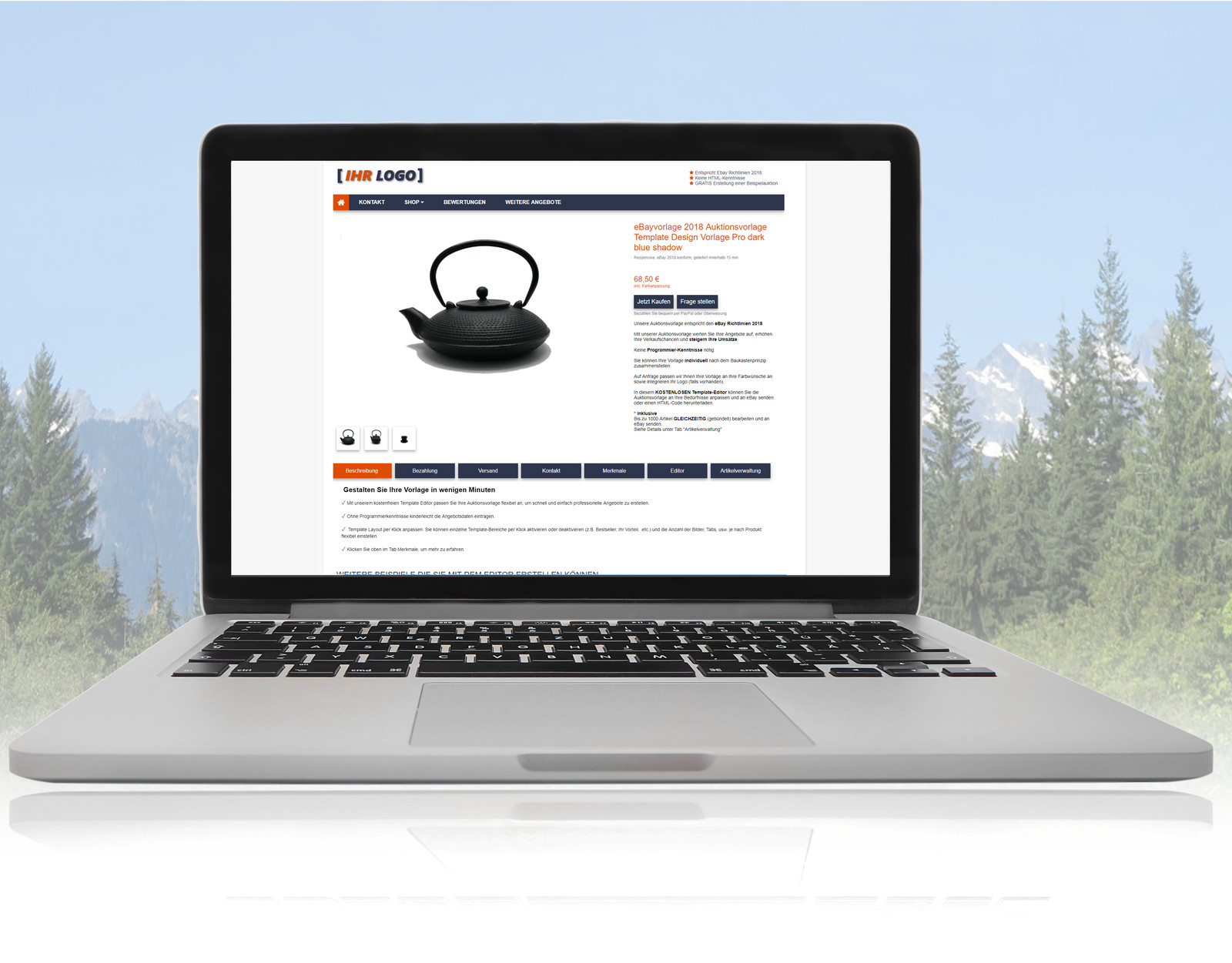 eBayvorlage 2024 Easy Template Design Vorlage Plus shadow free Editor