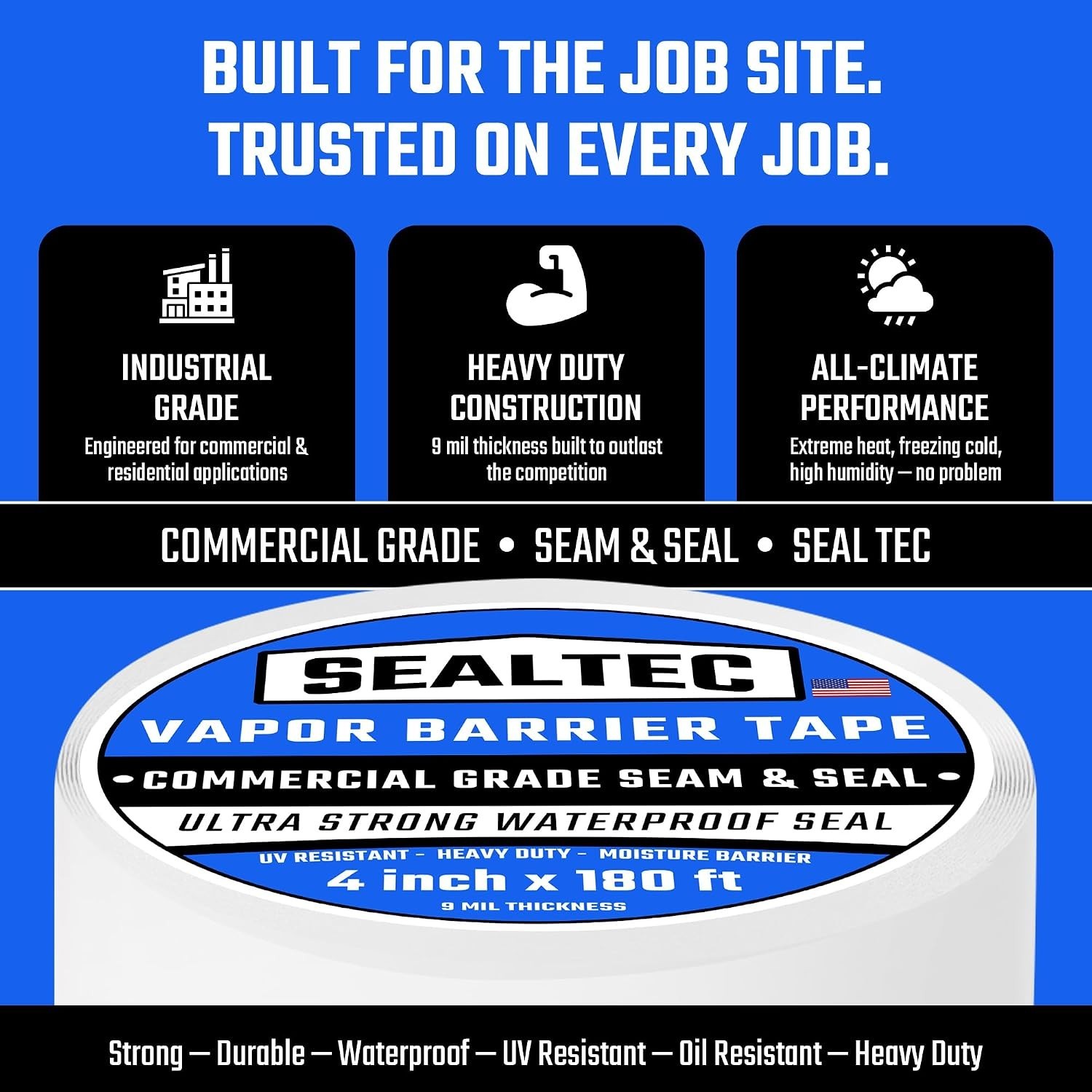 Seal Tec Vapor Barrier Tape 4″ x 180′ 9 Mil White Crawl Space Seam Tape