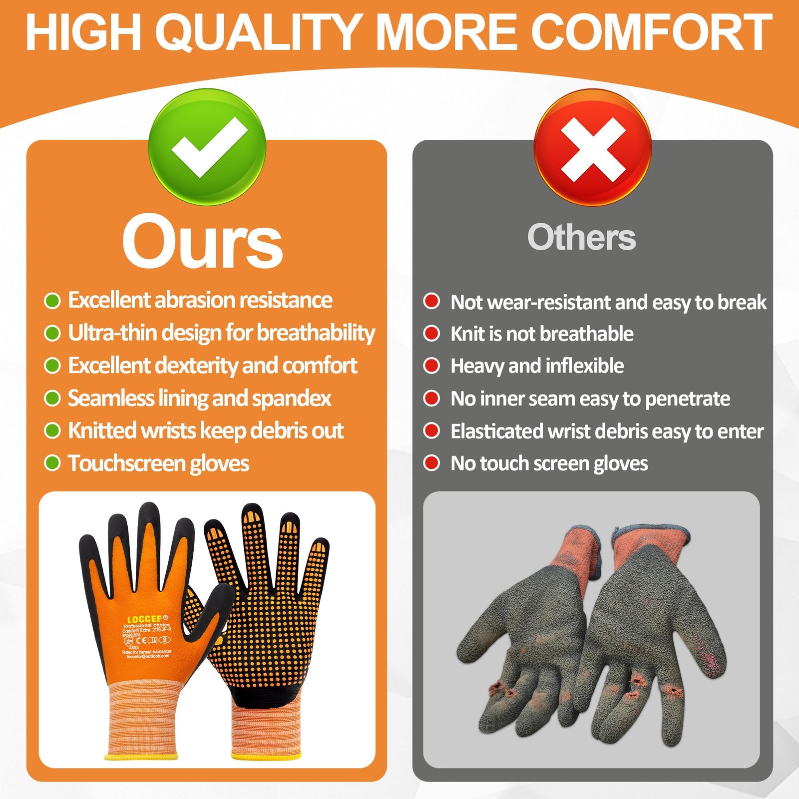 Work Gloves MicroFoam Nitrile Coated-6 Pairs,Endurance Seamless Knit Nylon,Do…