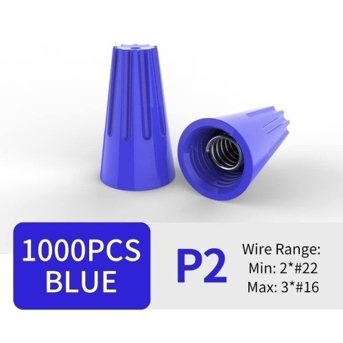 1000 Pcs Electrical Wire Connectors Nuts, Blue Screw Springs Caps Wire Twist