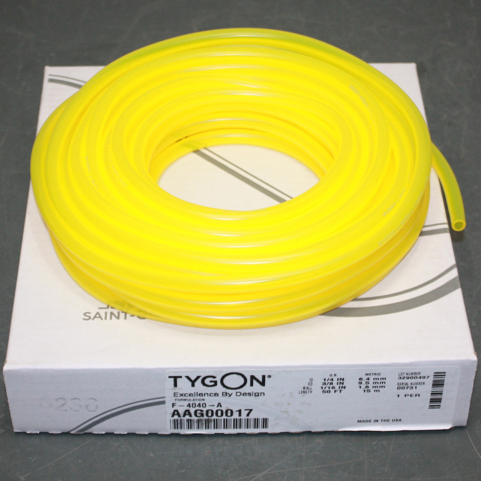 Tygon F-4040-A Fuel Tubing AAG00017, 1/4″ x 3/8″ x 50ft, Yellow PVC Gas Kerosene