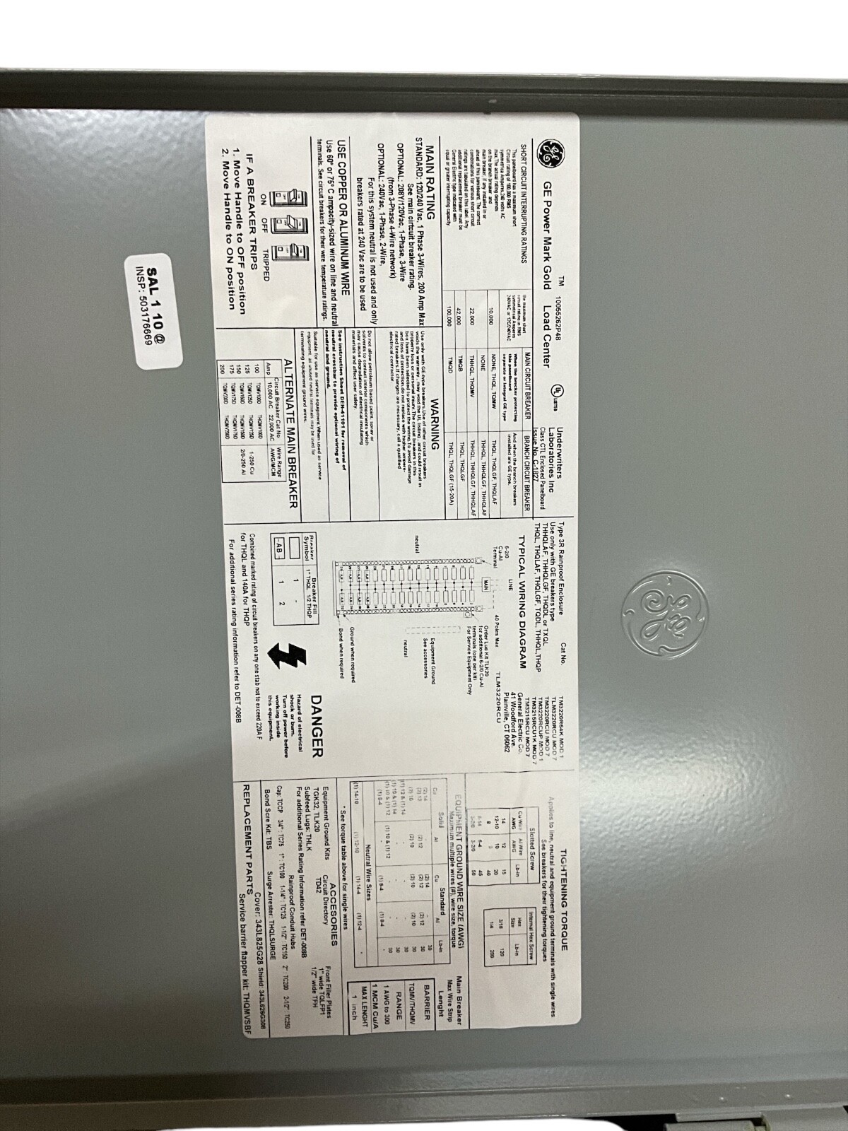 GE TM3220RCUB2K 200A 32 Space Main Breaker Panel