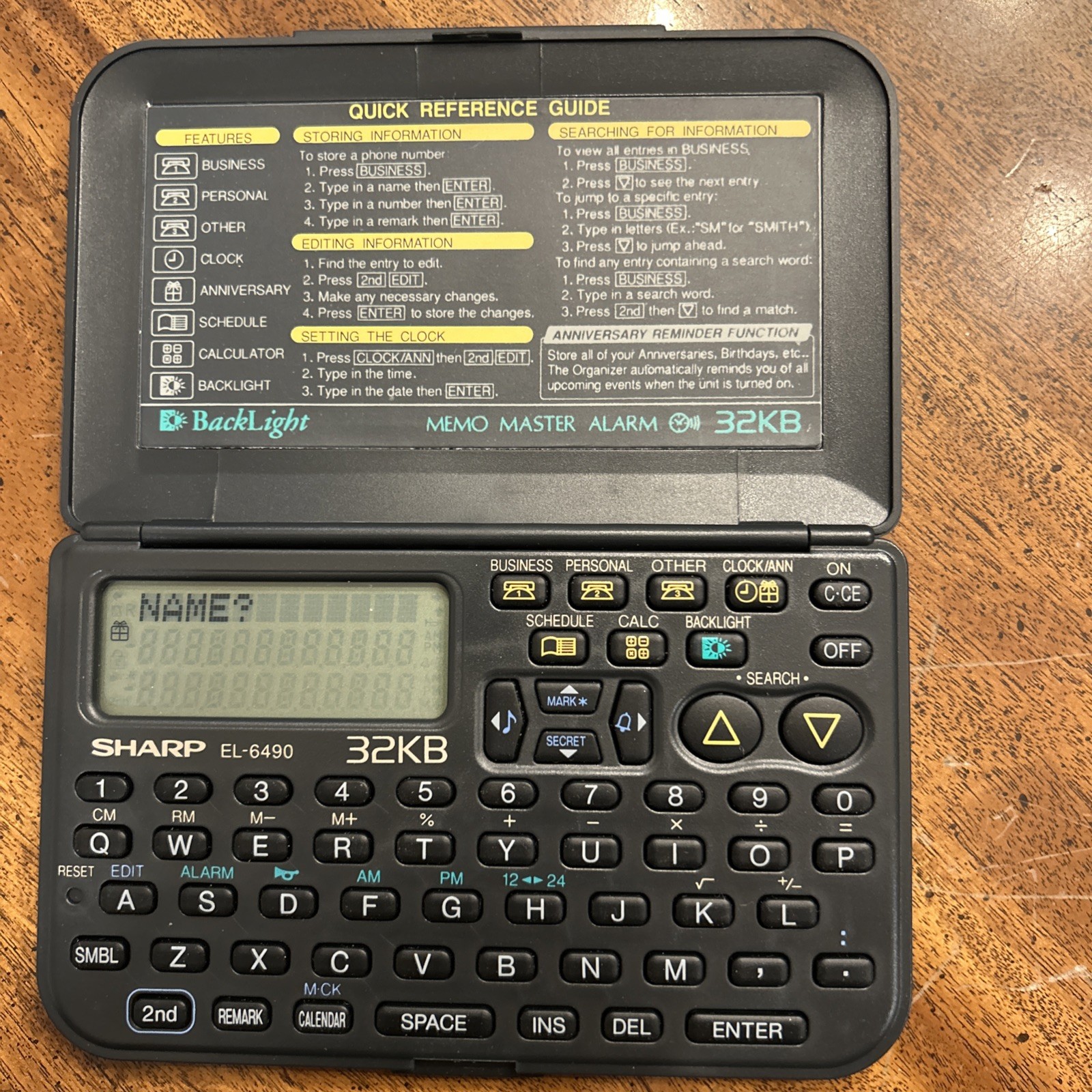 Sharp EL-6490B Electronic Organizer Memory Master Alarm 32KB