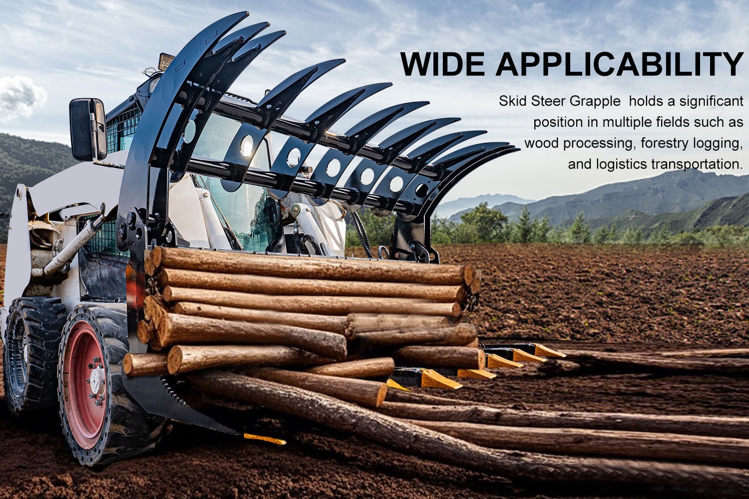 72″ Brush Root Rake Grapple Attachment For Bobcat Skid Steer