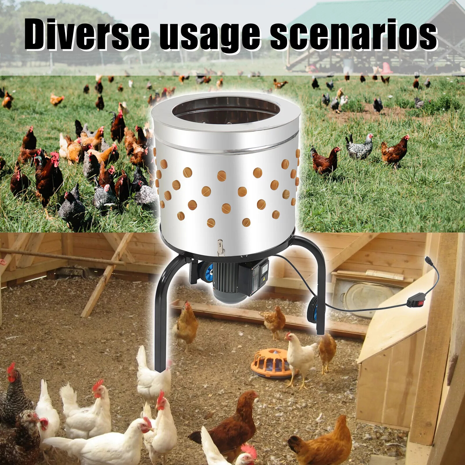 Chicken Plucker Machine Feather Plucker Stainless Steel Drum 280RPM Motor