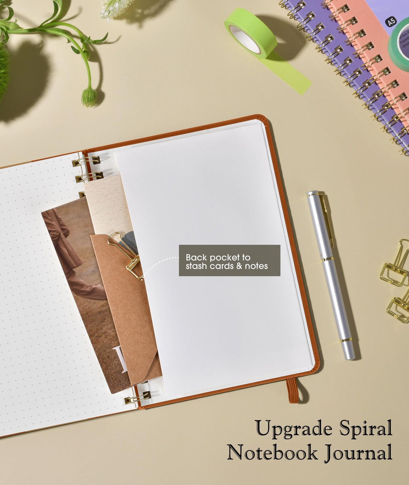 Dotted Spiral Journal Notebook, A5 Hardcover Spiral Journals for Women Men, 100