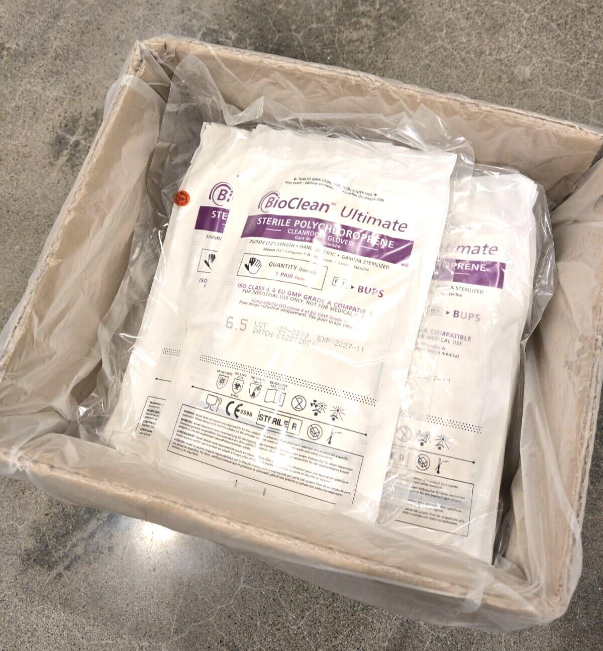 BioClean Ultimate Cleanroom Gloves BUPS-65 *200/cs* Size 6.5, 12″ Length Sterile
