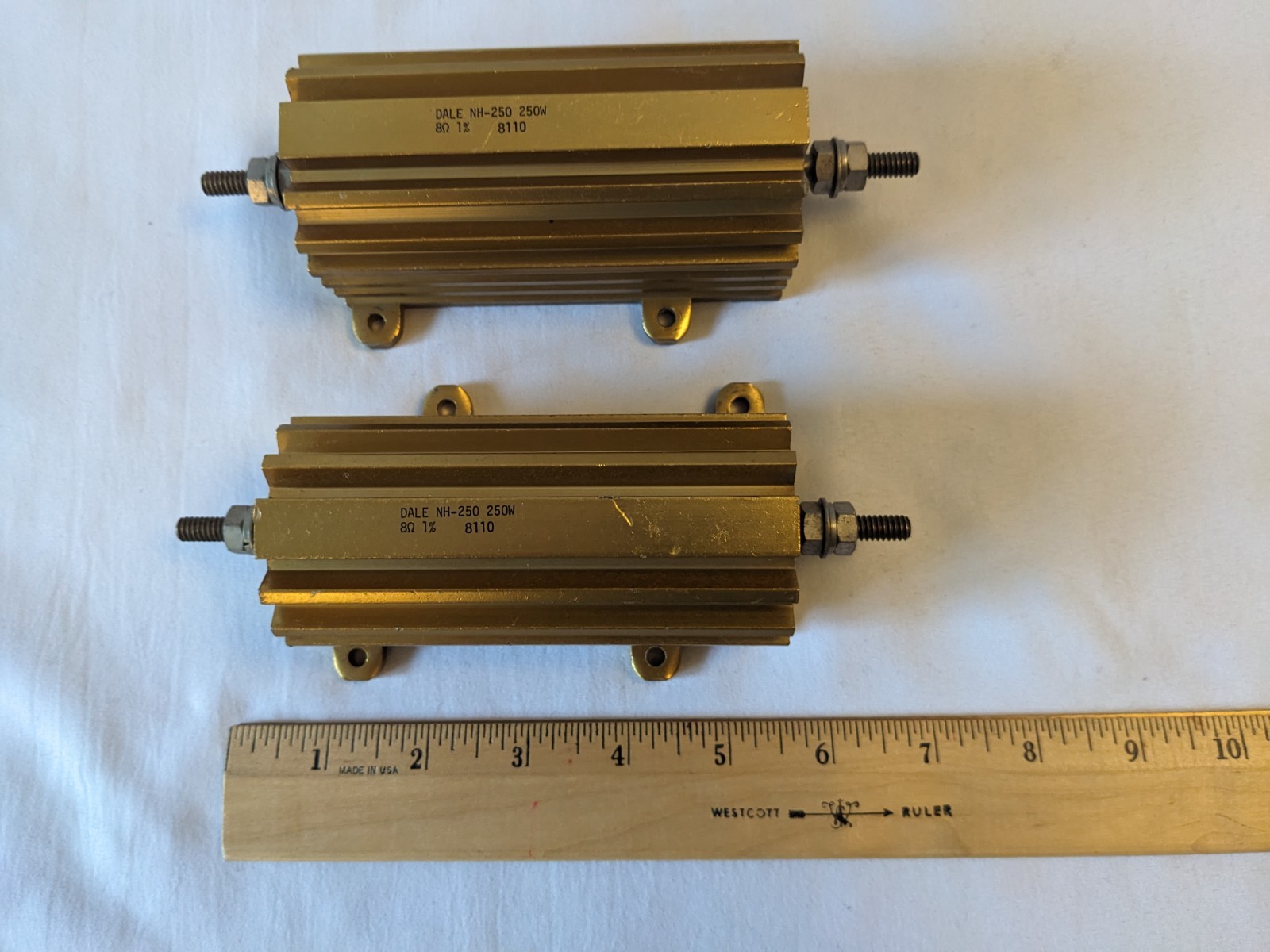 TESTED GOOD – FREE SHIPPING – Lot of 2 Dale NH-250, 8 Ohm, 250W, Power Resistor