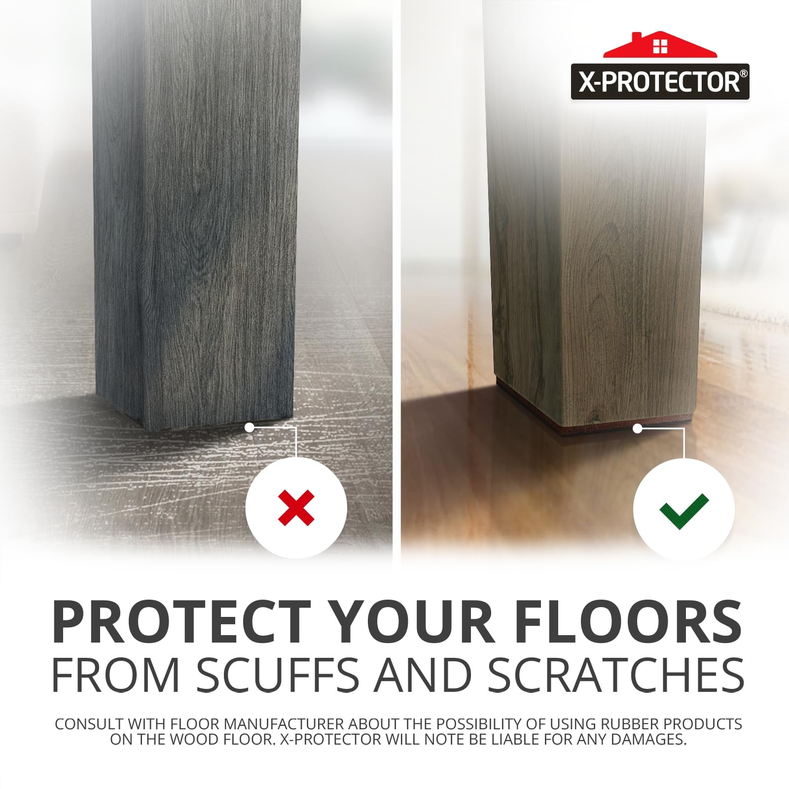 X-PROTECTOR Non Slip Furniture Pads – 12 3 inch 12 Square, Black / Brown
