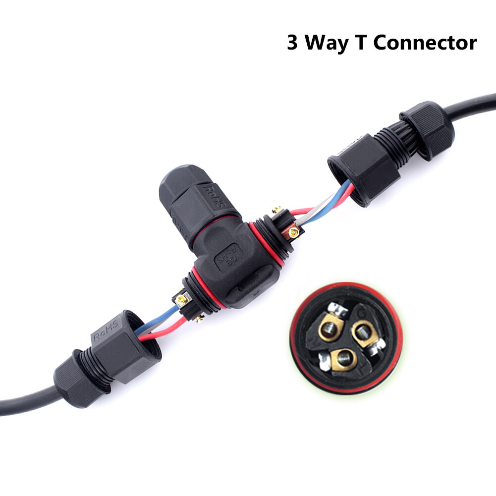 IP67 Waterproof Electric Cable Wire 2/3 Pin Connector Outdoor Outlet