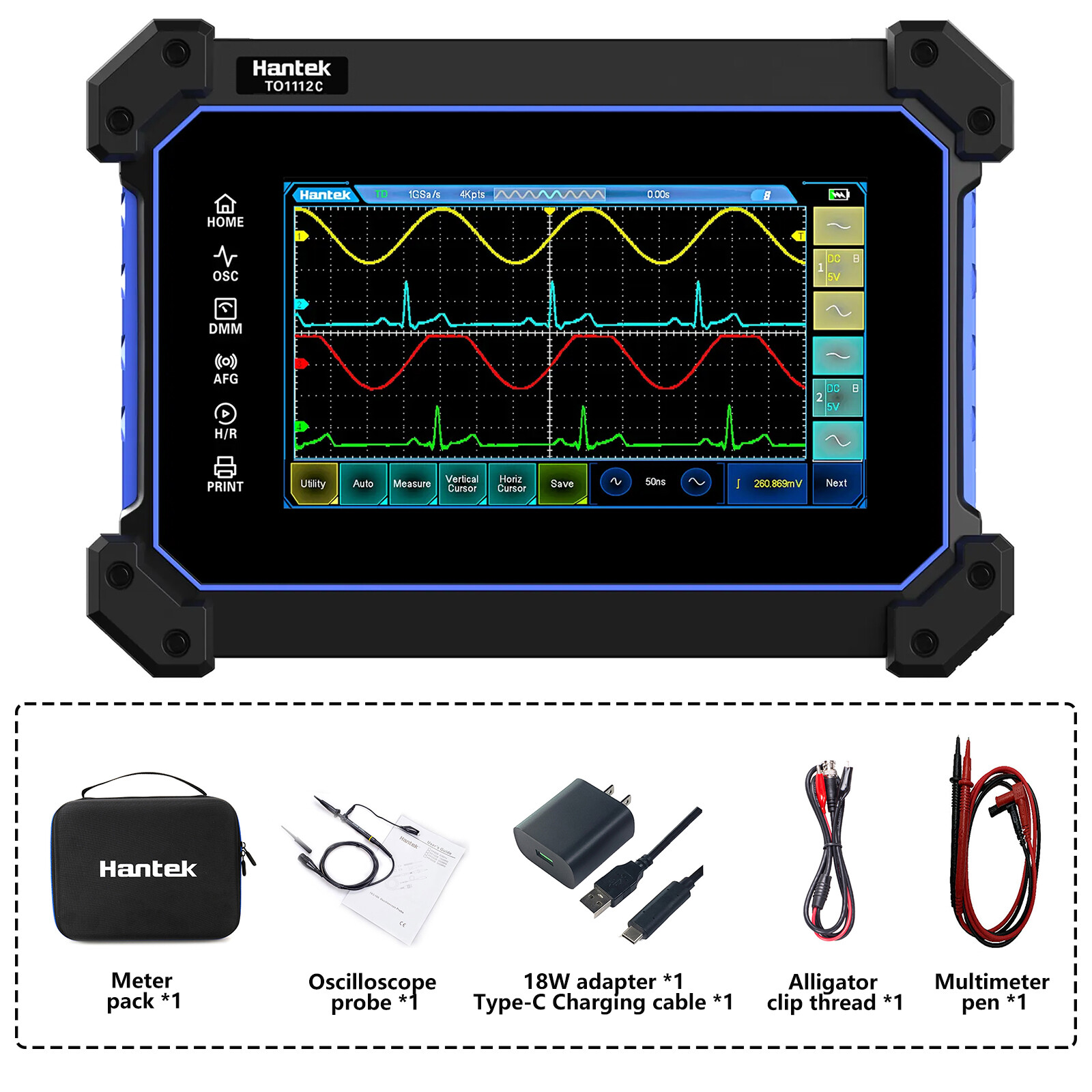 Hantek TO1112 Series Multi-functional Full Touch Screen Oscilloscope 110MHz 2CH