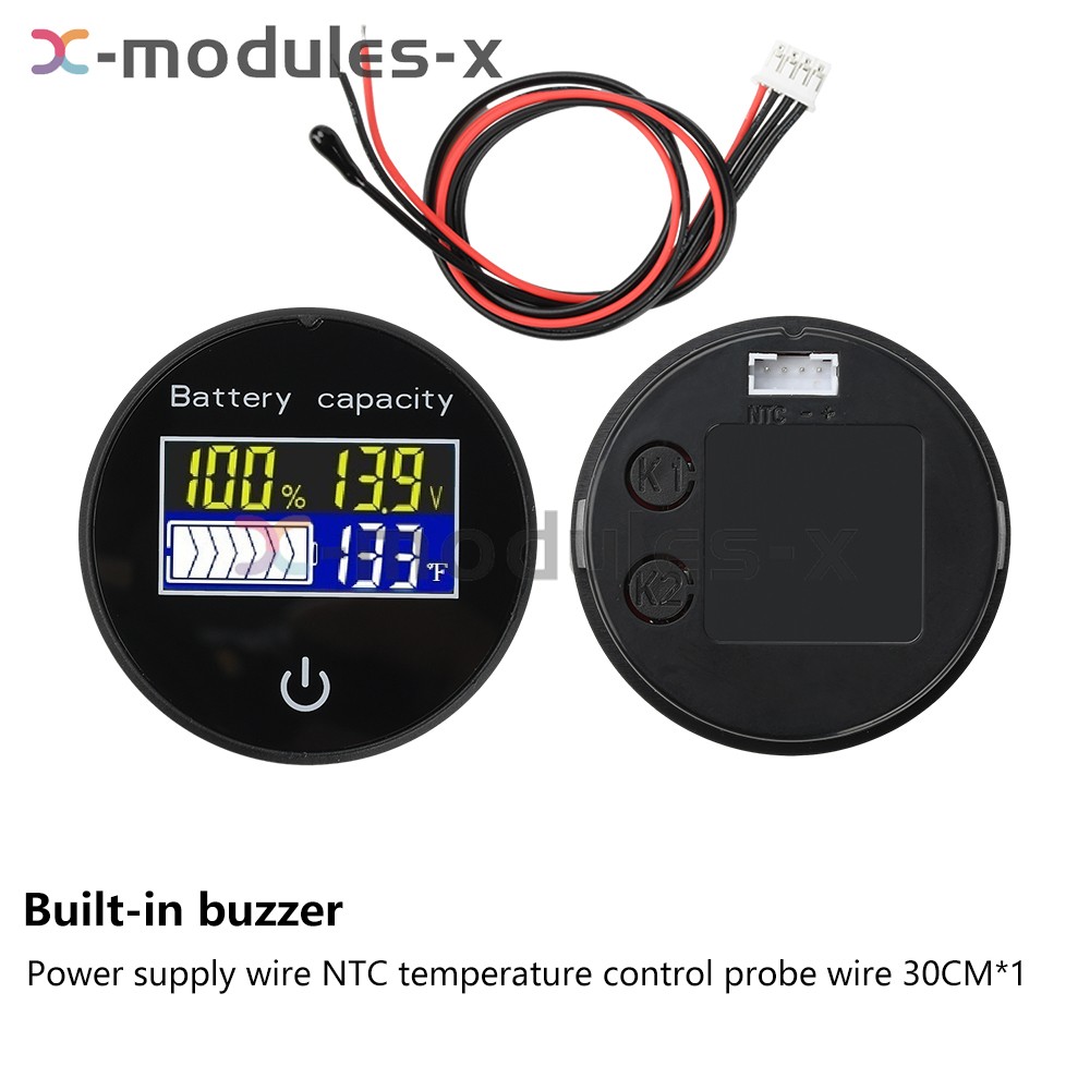 LCD Digital Battery Level Indicator Voltage Power Percentage Temperature Display
