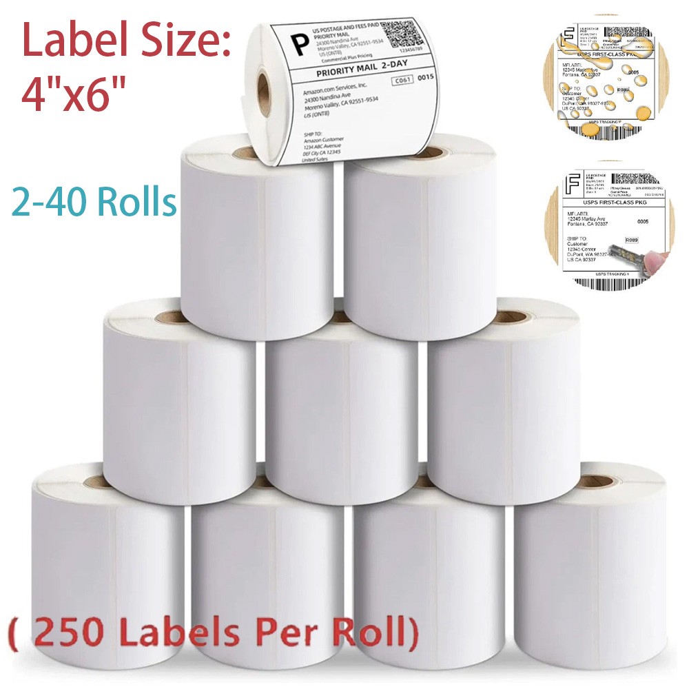 4″x6″ Direct Thermal Shipping Labels 250/Roll For Zebra Eltron LP2844 ZP450 UPS