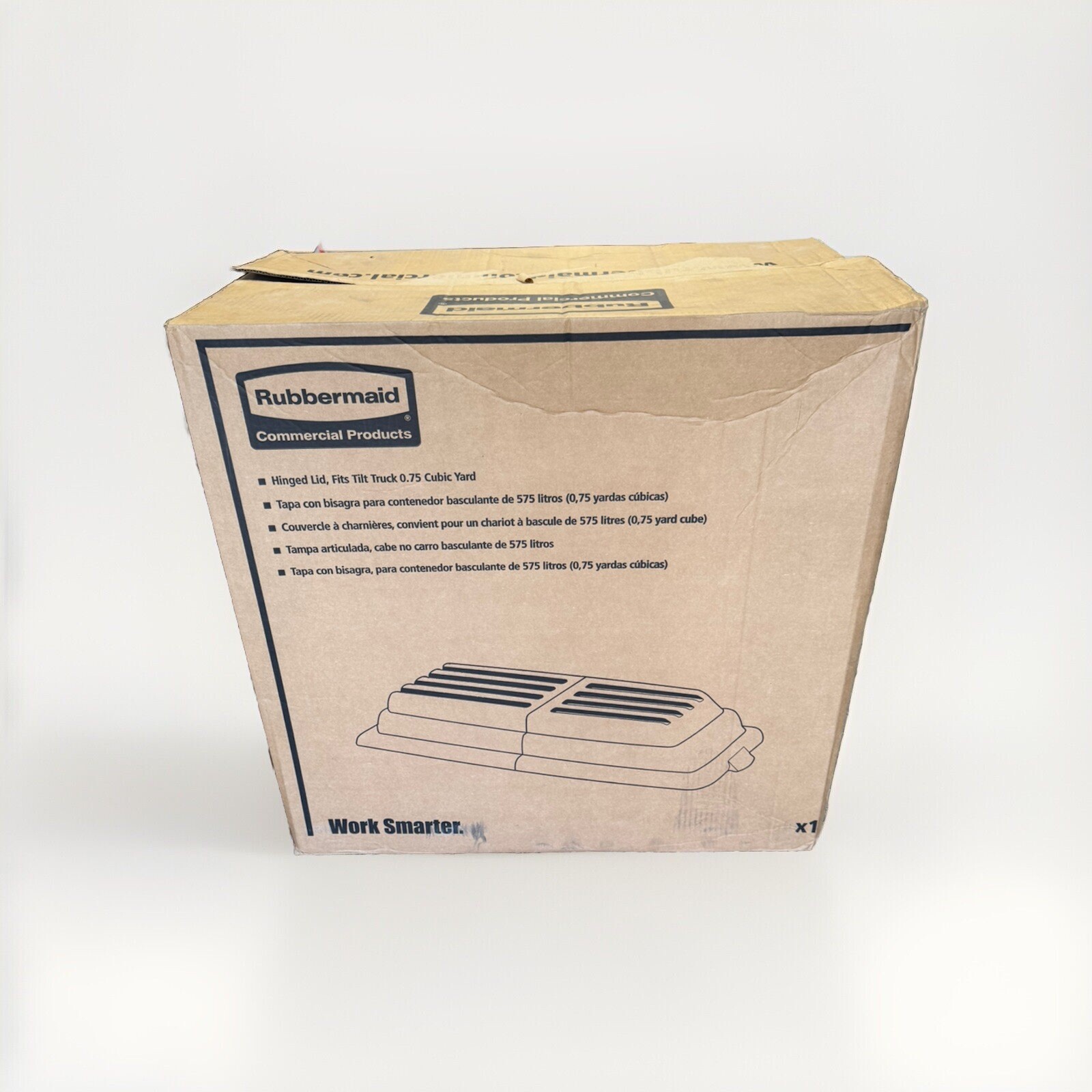 Rubbermaid Hinged Lid Fits Tilt Truck 0.75 Cu. Yard FG102800BLA New