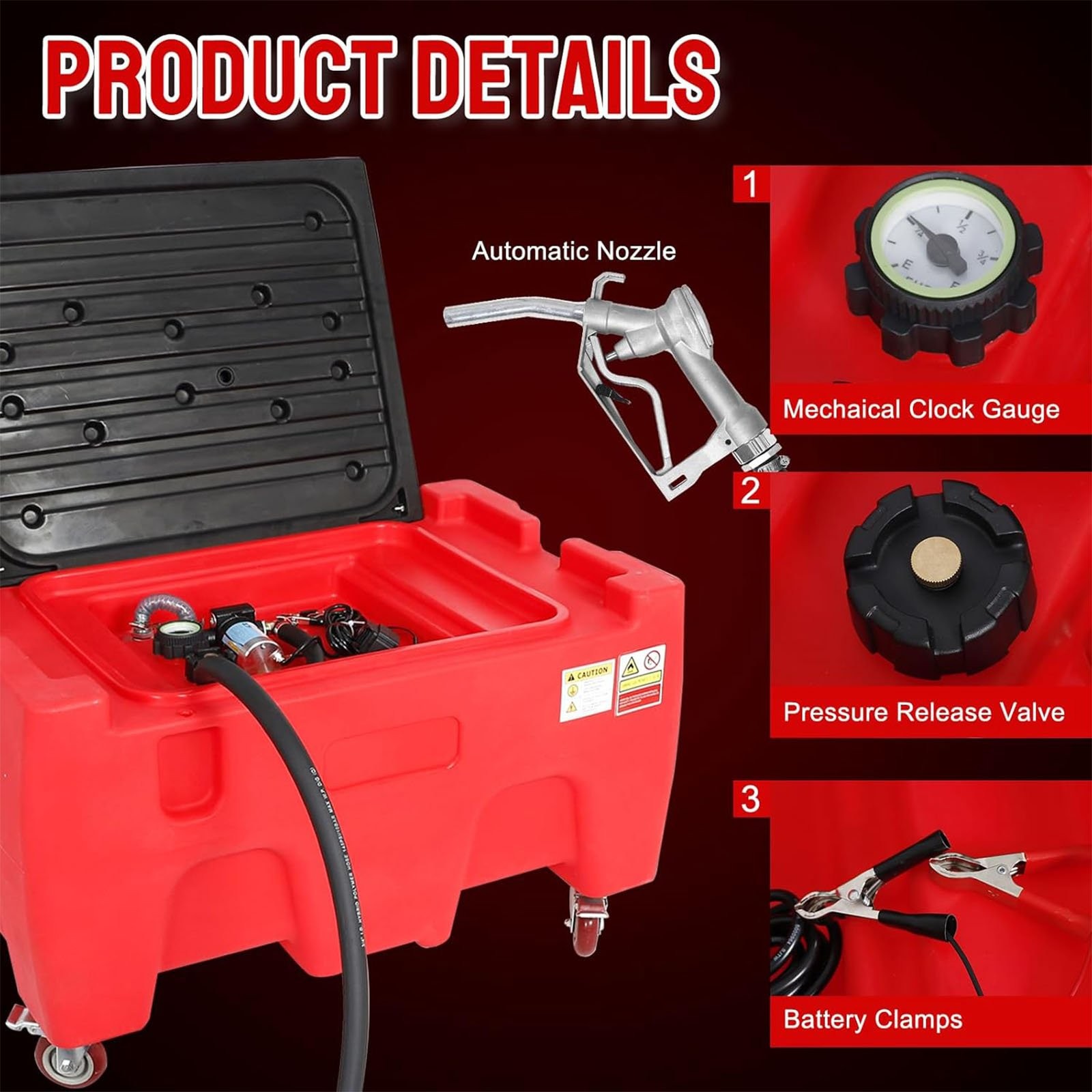 40 Gallon Portable Gasoline Diesel Fuel Transfer Tank with 12V DC Pump for Truck