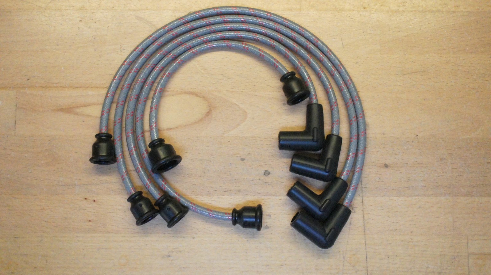 IH Gray & Red Farmall Cub Tractor Cloth Covered Copper Spark Plug Wire Set
