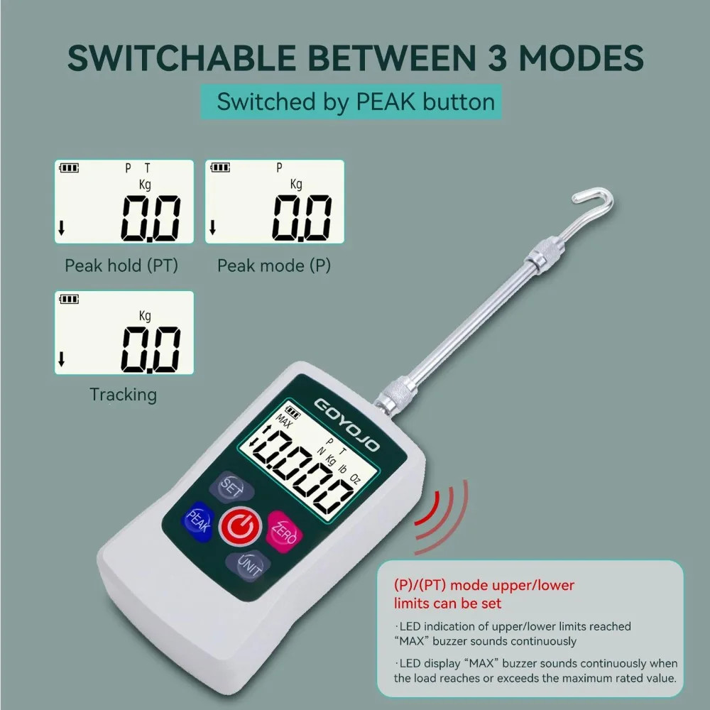 5-500N Portable Digital Force Gauge Auto Backlit LCD High Precision for Lab