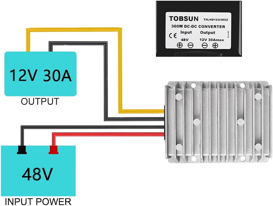 DC 48V to DC 12V 30A 360W Voltage Converter Golf Cart Power Regulator Waterproof