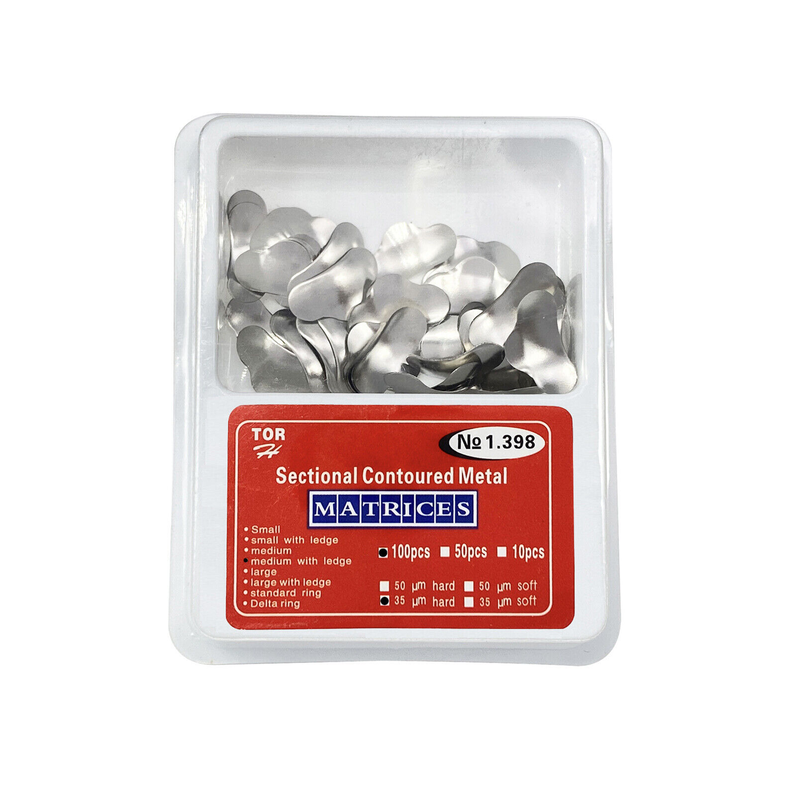 100 Pcs Dental Sectional Contoured Metal Matrices Refill Matrix Band Ledge 35um