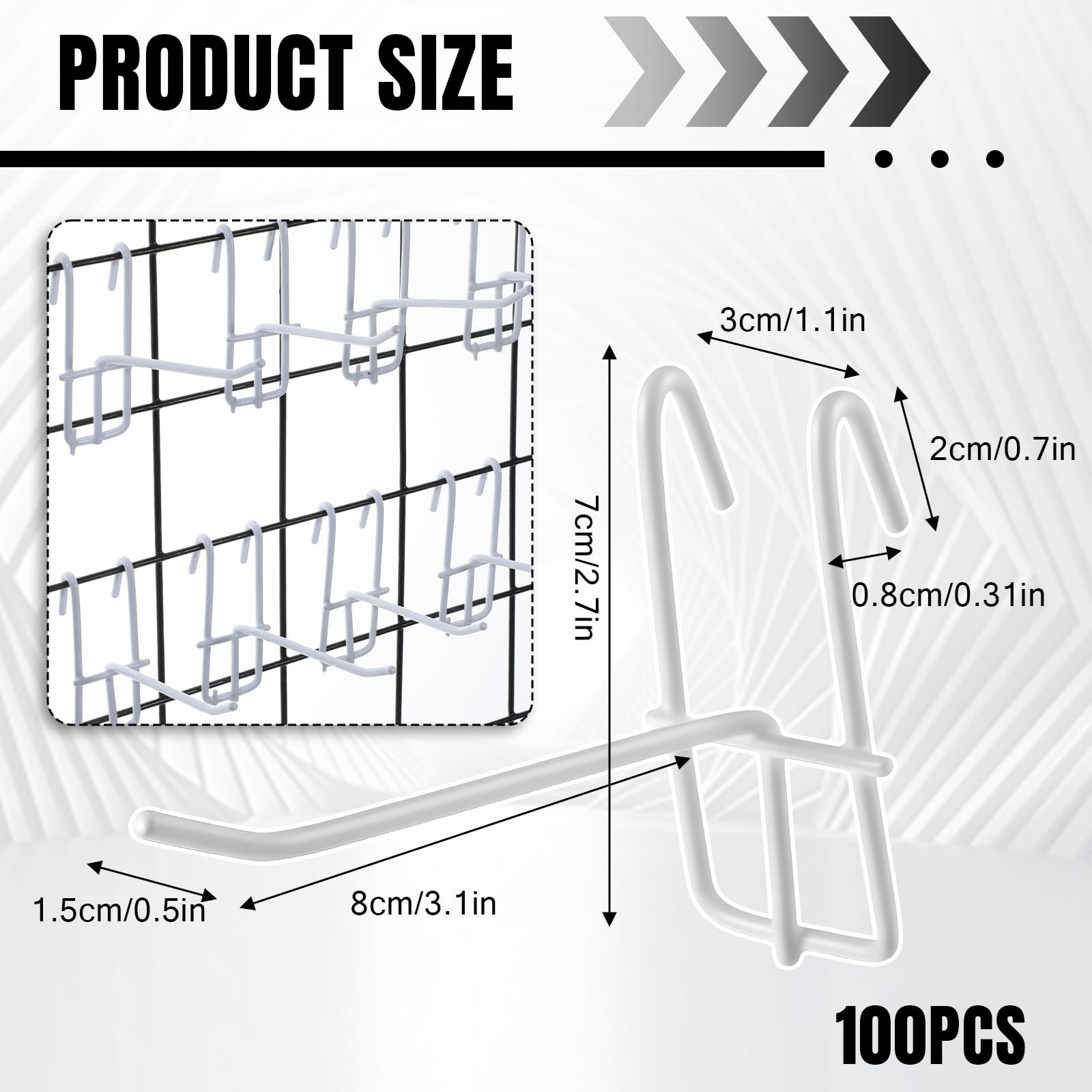 4 Inch Grid Wall Hooks Heavy Duty Store Garage Mount Organizers White 100 PCS