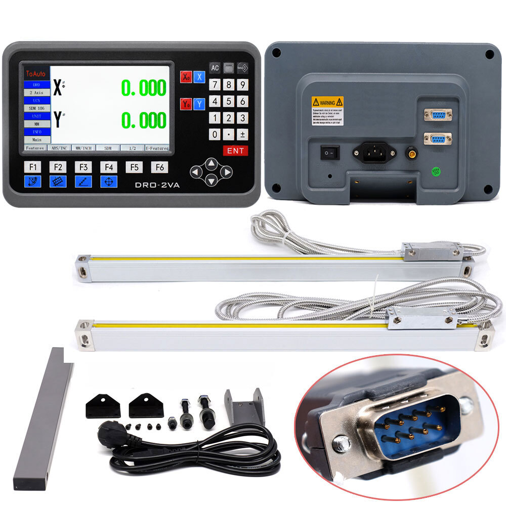 TOAUTO 2 Axis LCD DRO + 2pc Linear Scales Digital Readout full kit for Lathe,US