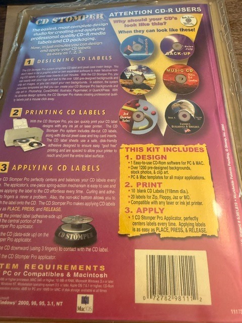 CD STOMPER PRO CD-R Labeling System STARTER KIT NEW Factory Sealed Vintage Fr Sh