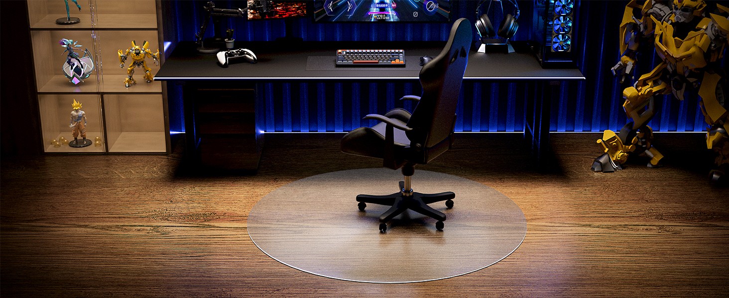 Office Chair Mat for Hard Floor, 36″ Round Transparent Hard Floor Protector