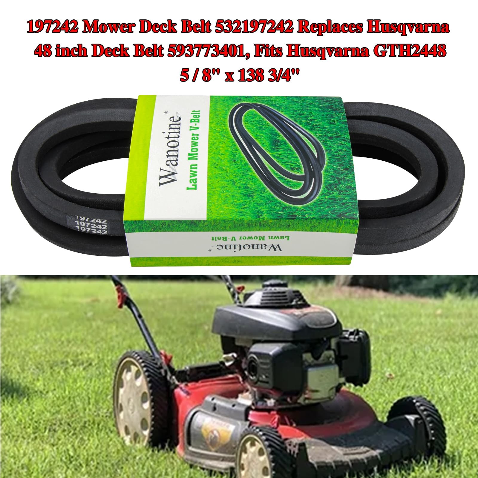 48 Inch Mower Deck Belt 5/8 x 138 3/4 for Craftsman Husqvarna Riding Lawn Tracto