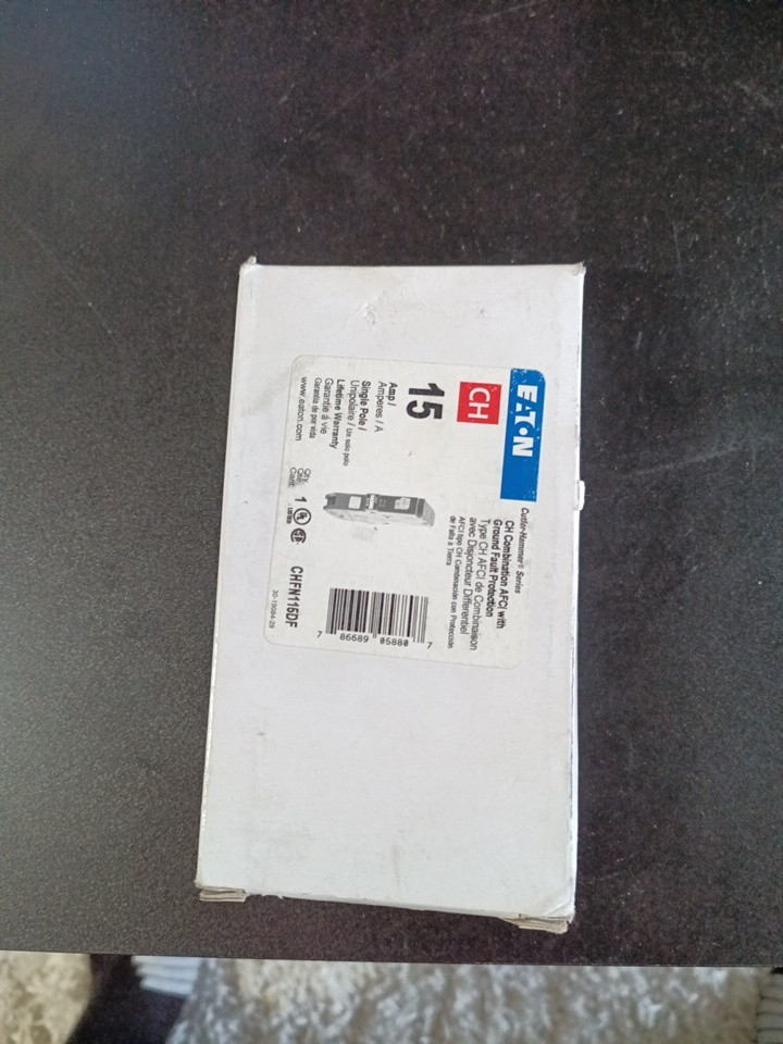 EATON CHFAFGF115 GrounFault /Arc Fault Circuit Breaker 1 Pole 15 Amp