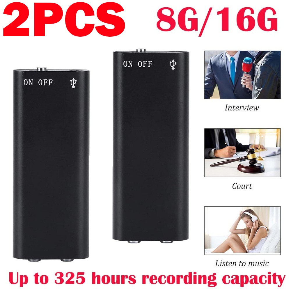 2X Mini Spy Audio Recorder Voice Listening Device 96 Hours 8/16GB Bug Recording