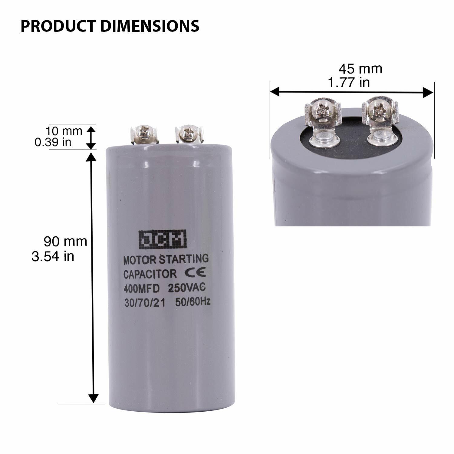 400MDF 250VAC MOTOR STARTING CAPACITOR CD60A 400uF 250 VAC Start 250V 400 MFD UF