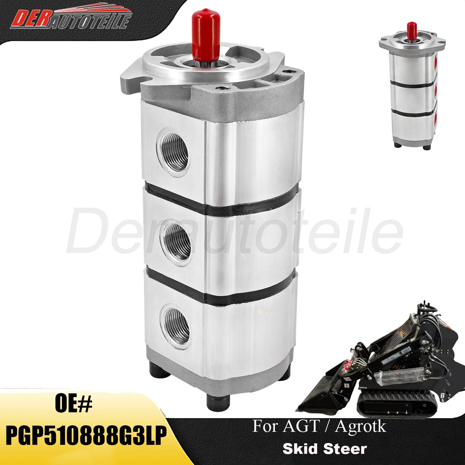 Triple Hydraulic Gear Pump PGP510888G3LP For AGT Agrotk Mini Skid Steer Loader