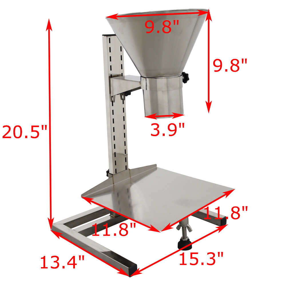 Stainless Steel Manual Feeding Hopper with Support Stand 0.8″/2″/3.9″