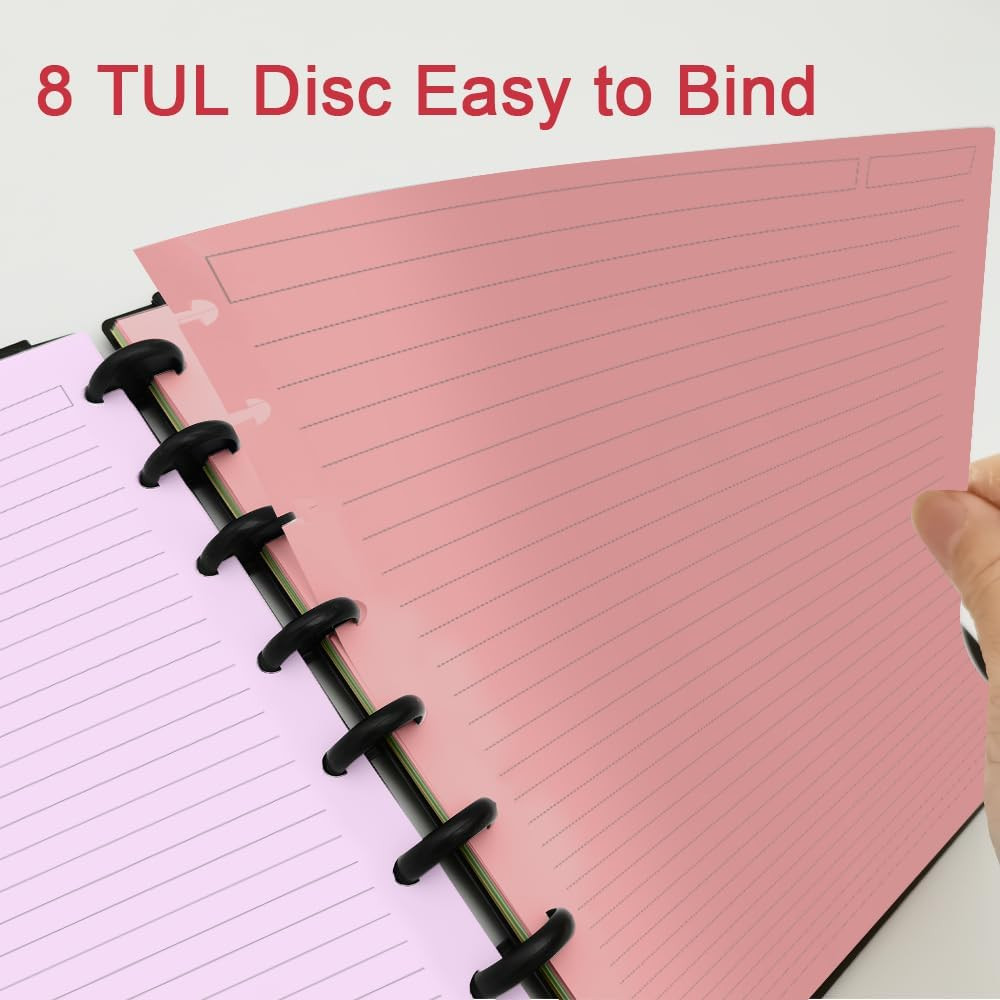 Junior Size TUL Discbound Lined Refill Paper, 8-Disc Disbound Insert, 5 Colors(2