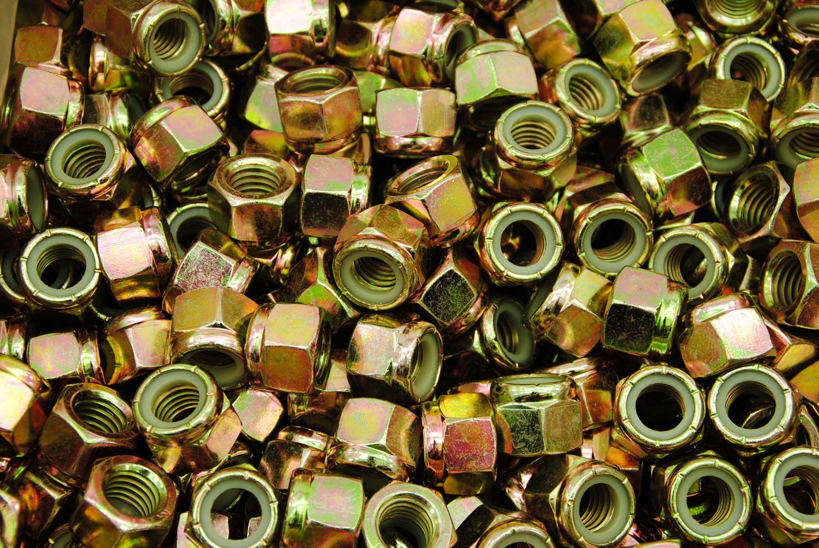 (50) Nyloc Grade 8/C Hex Locking Nuts 5/8-11 Yellow Zinc Plated Nylock