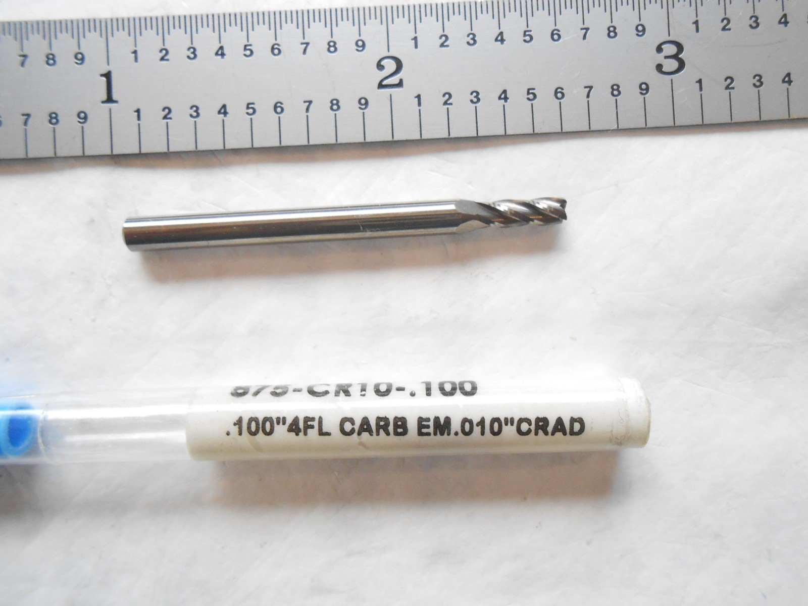 NEW RICHARDS USA .100″ CUT DIA X .300″ X 1-1/2″ L X .010″ CR 4FL CARBIDE ENDMILL