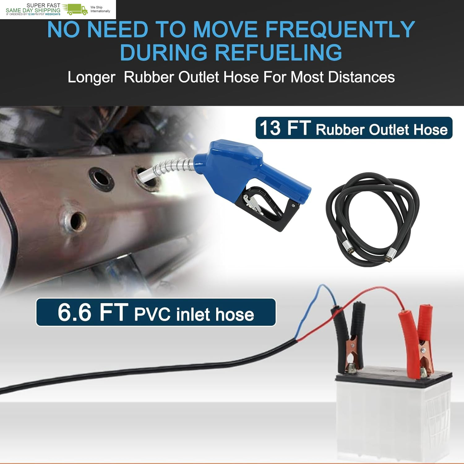 Diesel Fuel Transfer Pump Kit, 10 GPM 12V DC Portable Electric Self-Priming Fuel