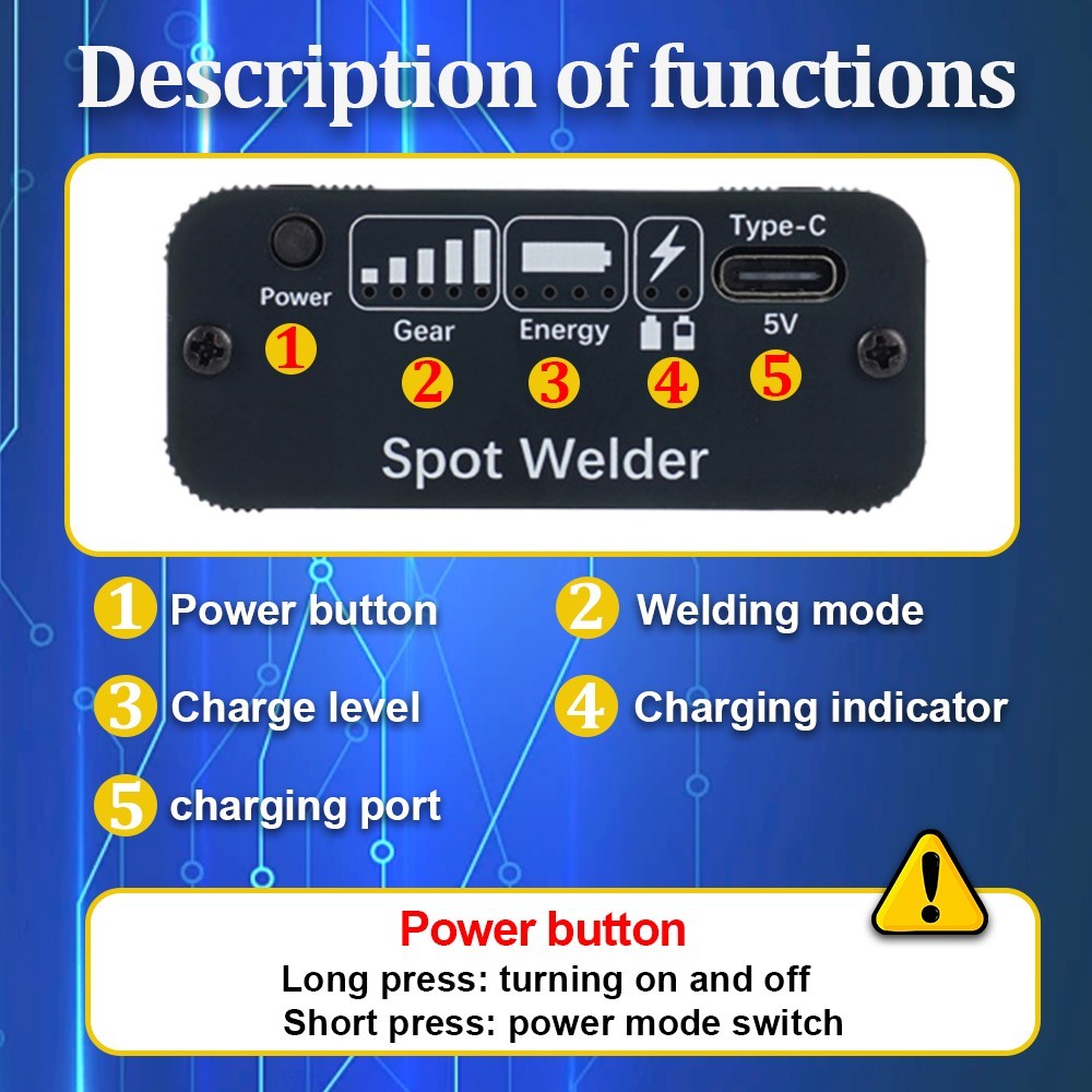 Battery Spot Welder Portable Spot Welding Machine Black For 18650 32650 Battery