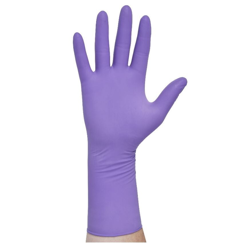 *50-Gloves* Halyard Purple Nitrile-XTRA PF Exam Extended Cuff 12″ Large 50603