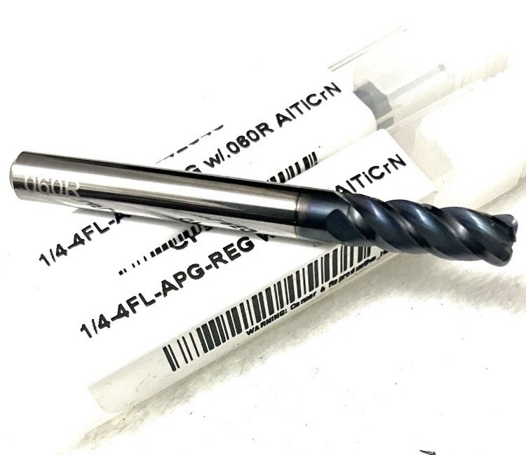 2PC Carbide Plus 1/4″ 4FL Corner Radius End Mill .06R Carbide AlTiCrN 3/4″ LOC