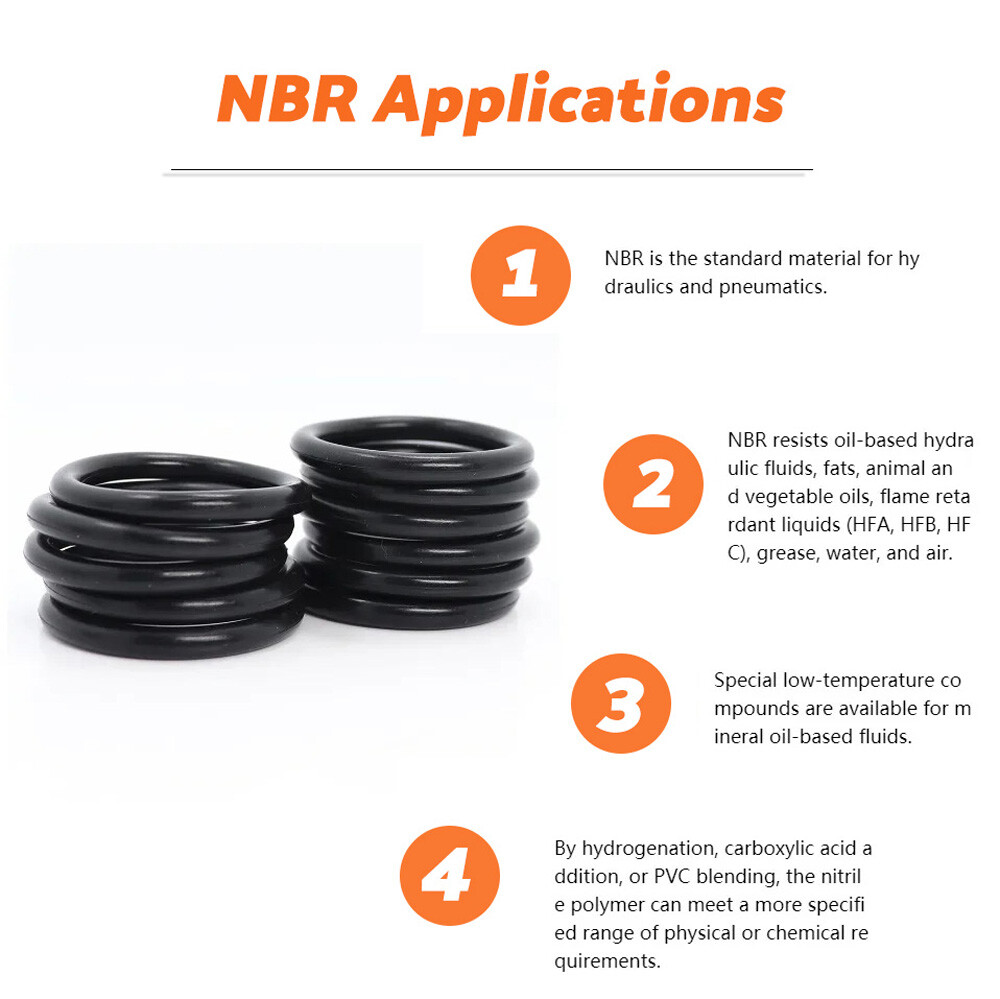O-Rings 4mm Cross Section NBR Nitrile Rubber 12mm~450mm ID Oil Resistant Seals