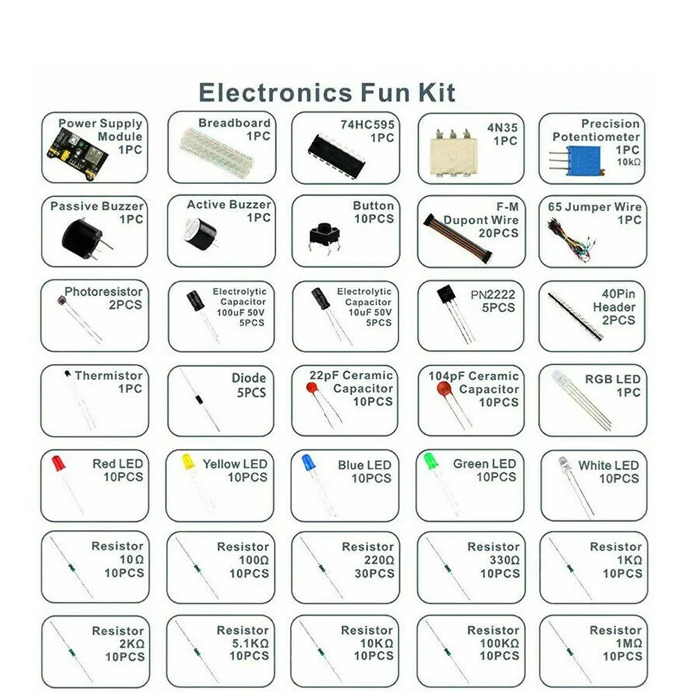830pcs Mixed Grab Bag of Electronic Components LOT Kit Resistor Capacitor Parts