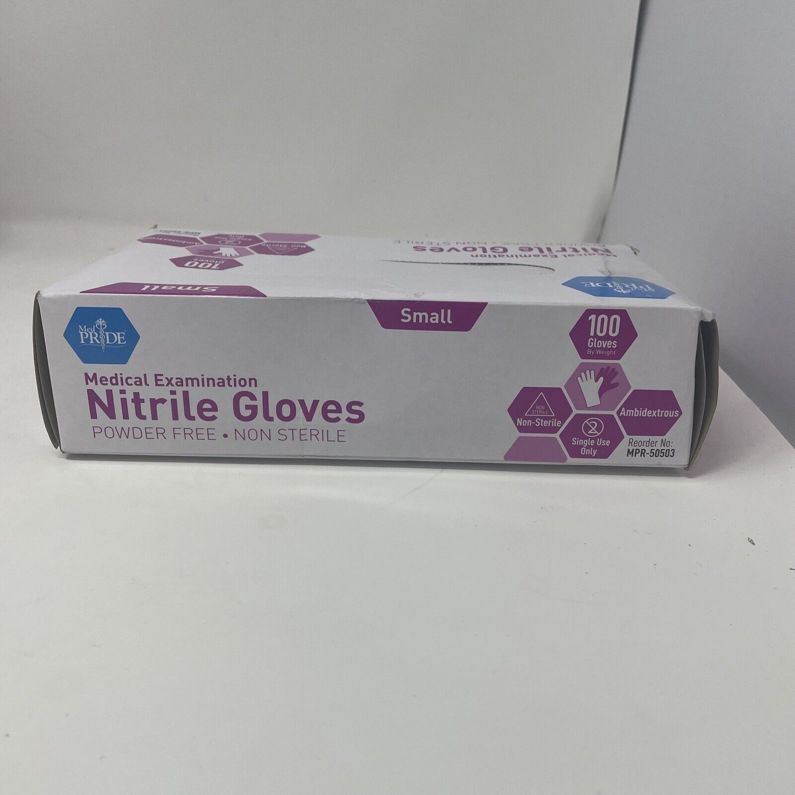 Medpride Medical Examination Nitrile Gloves Small Box of 100Gloves Blue