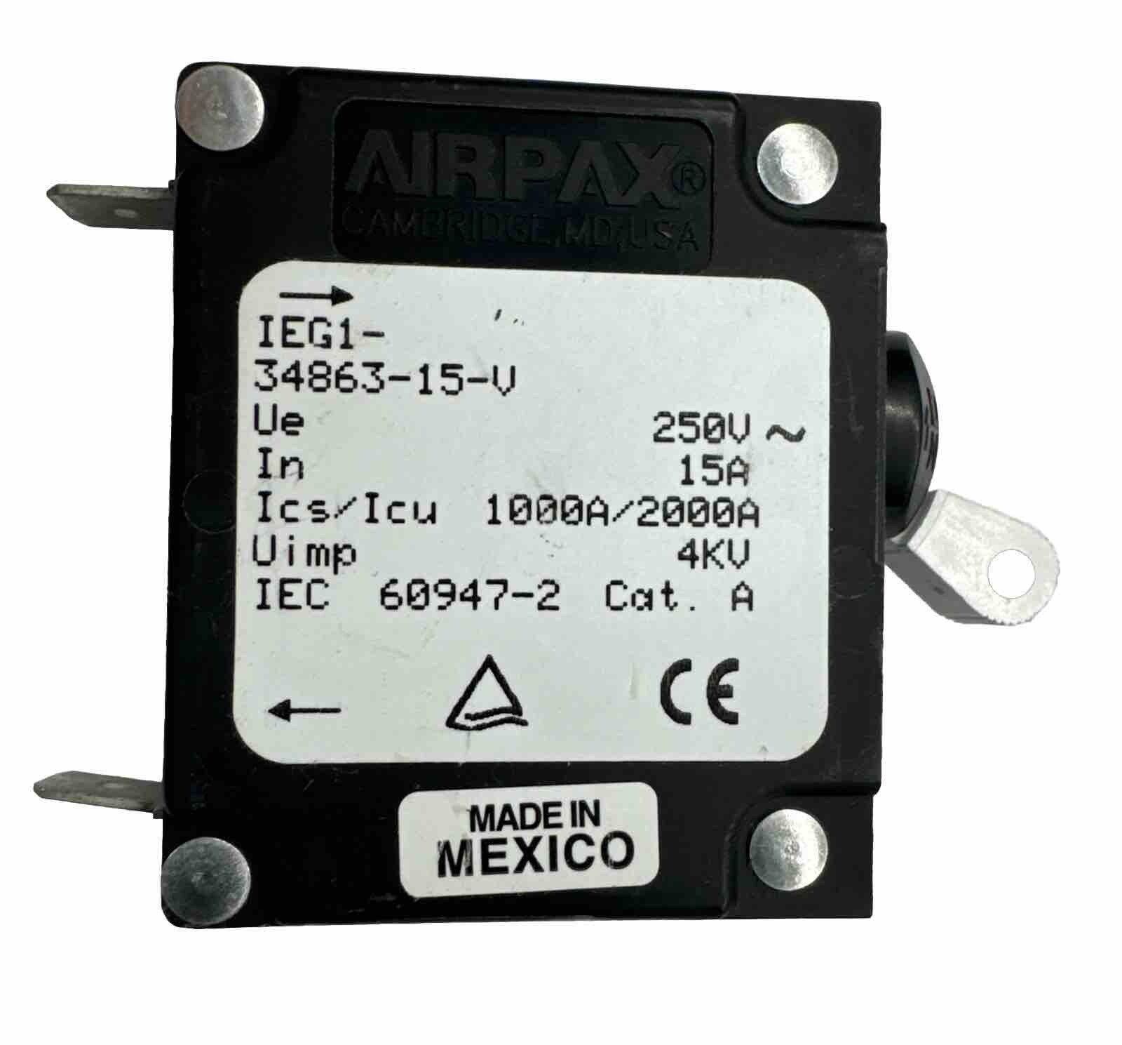 Airpax UPG IEG1 15A Marine Circuit Breaker Single Pole AC/DC Panel Mount Spade