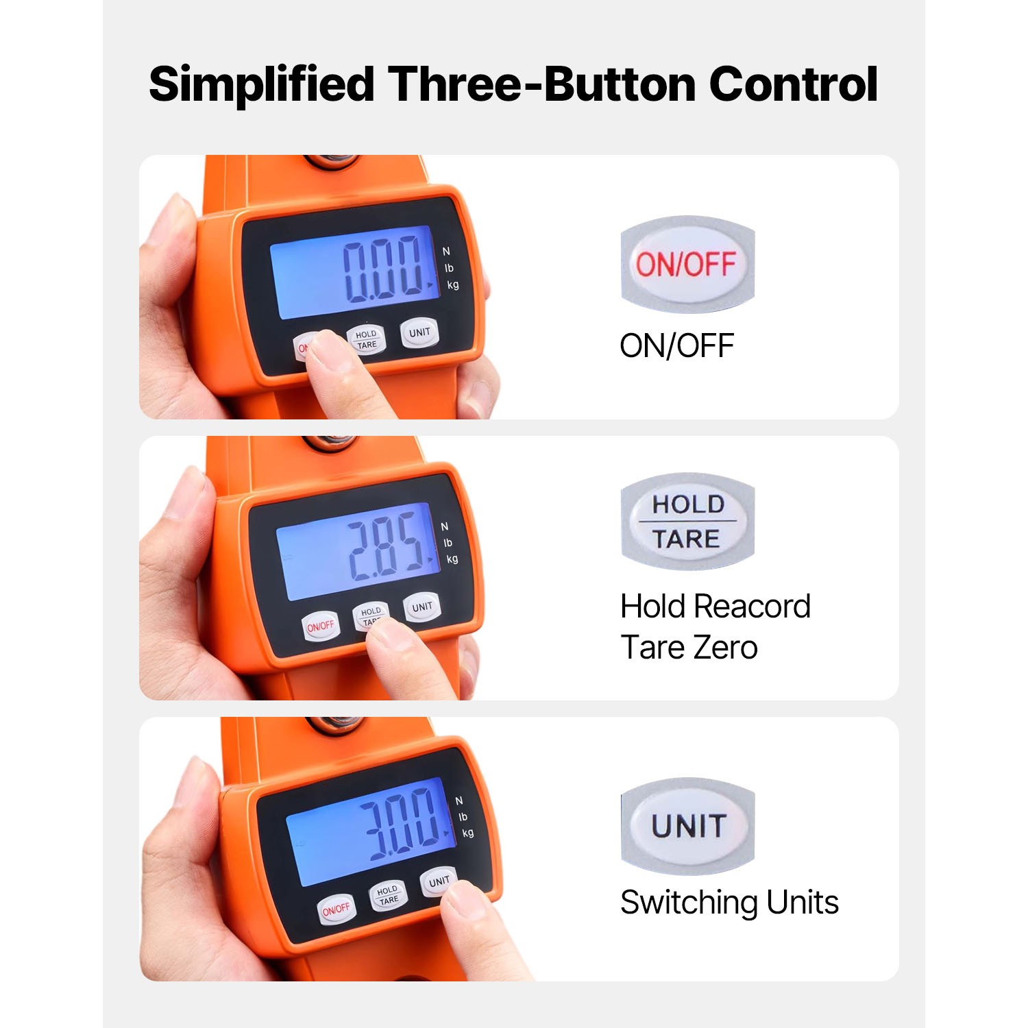 Uimoso Digital Crane Scale 660 lbs/300 kg Portable Hanging Scale Orange