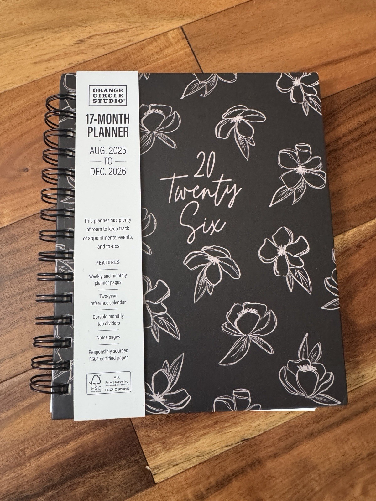 2026 Monthly Planner 17 mo. Planner Orange Circle Studio FLOWERS MARKET 8×7”