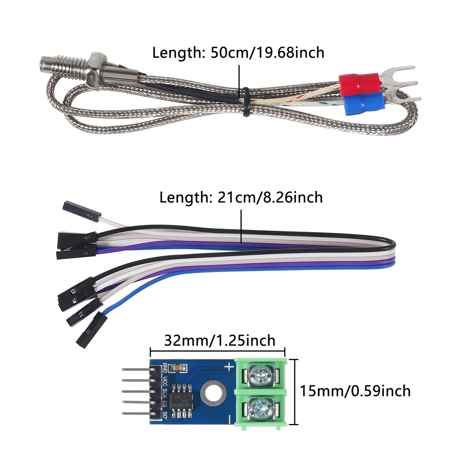 3pcs DC 3-5V MAX6675 Module + K Type Thermocouple Temperature Sensor Thermoco…