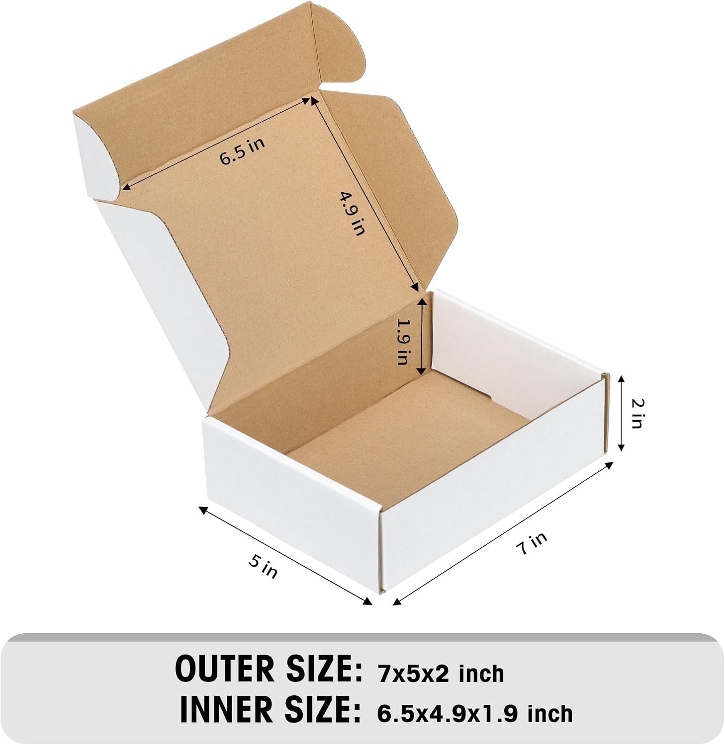 Small Mailing Boxes 50 Pack 7x5x2 Inches White Cardboard Shipping Supplies